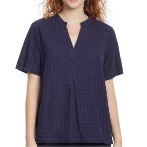 NWT Gloria Vanderbilt Women's V-Neck Short Sleeve Blouse Navy Size S $45 FLD210